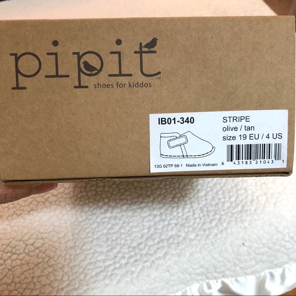 Pipit Suede Stripe Olive Green Baby Shoes Size 4 - Picture 7 of 10